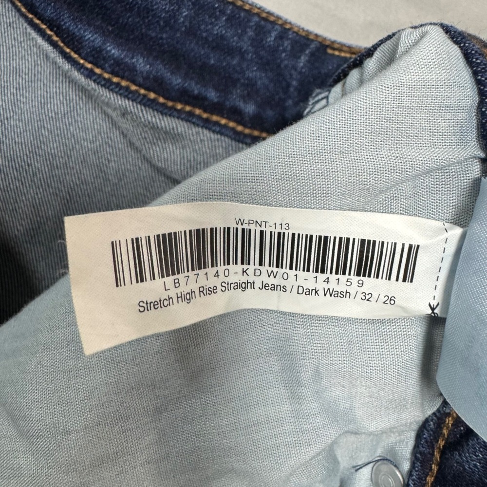 Quince Womens Stretch High Rise Straight Jeans Dark Wash 32/26 (Fits 34x25.5) - Picture 4 of 10